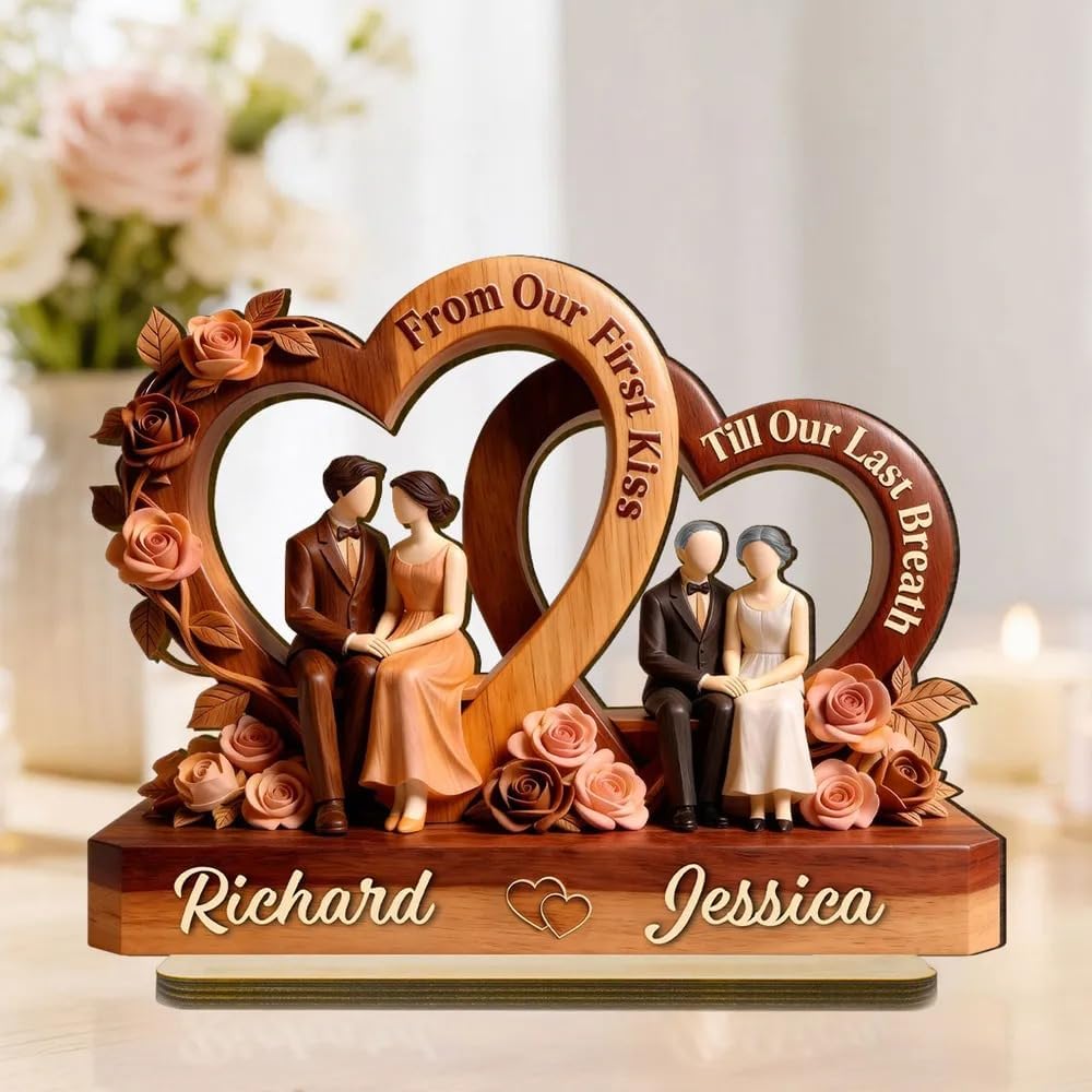 Loveer - Coração de Madeira Personalizado Moldura